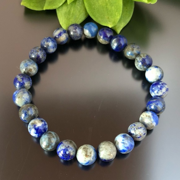 Lapis Lazuli 8mm Natural Stone Beads Stretchable Bracelet - Picture 1 of 2